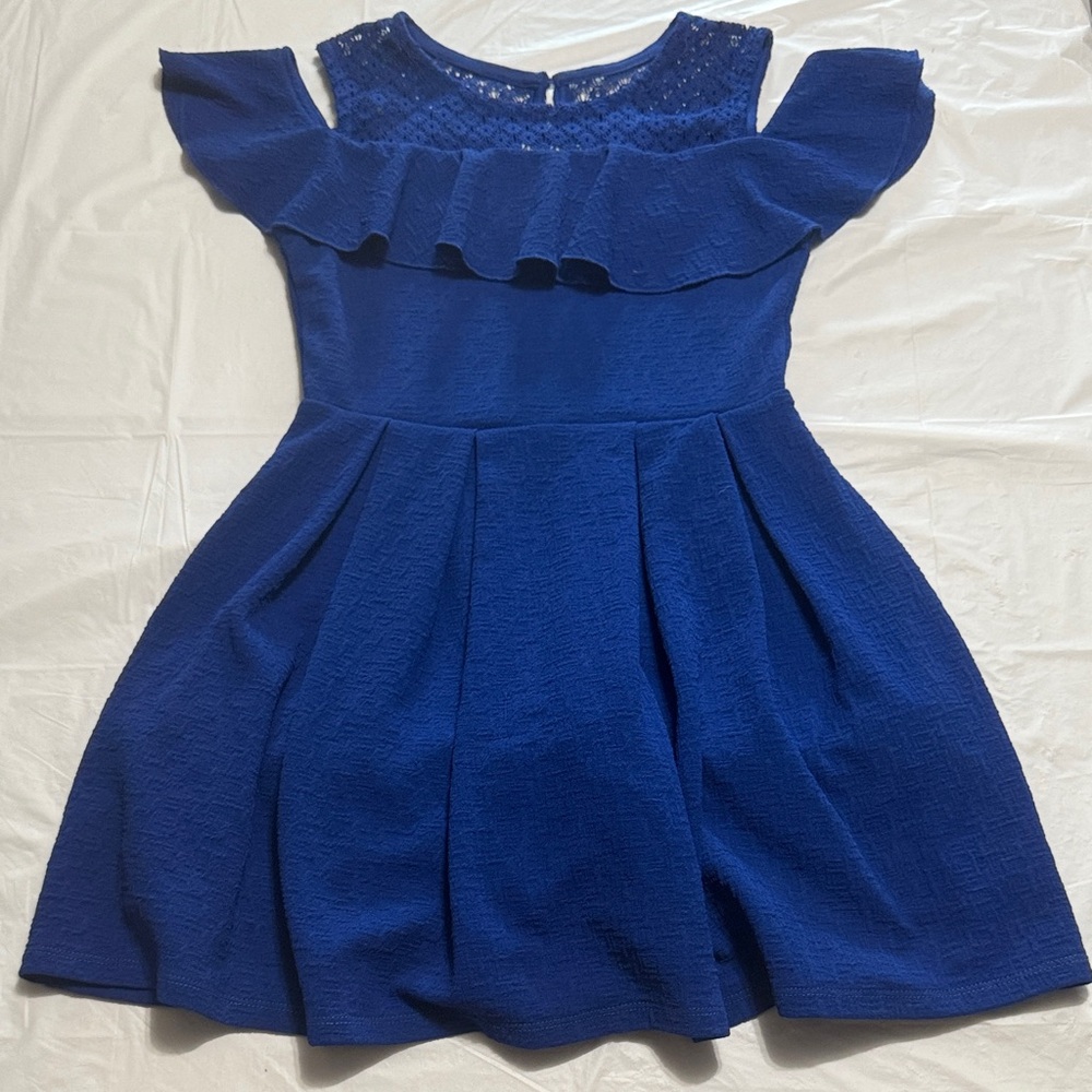 Knitworks Royal Blue Ruffle Kids Dress size 8 LNC